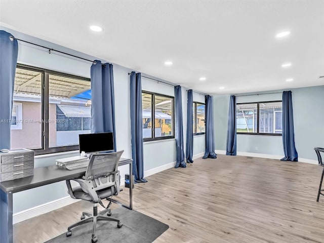 office space featuring light hardwood / wood-style flooring