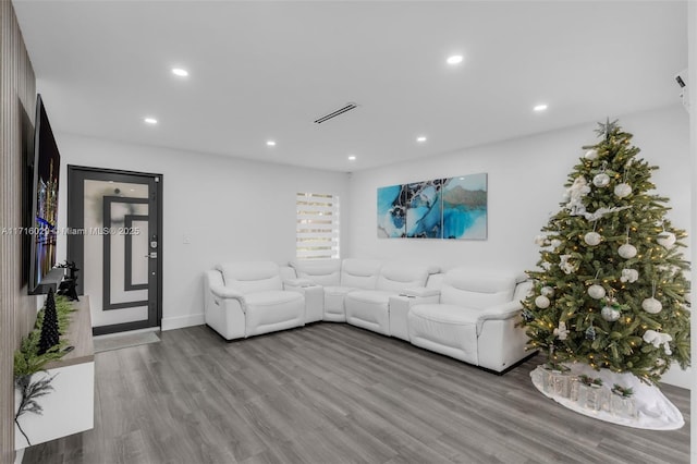 living room featuring light hardwood / wood-style flooring