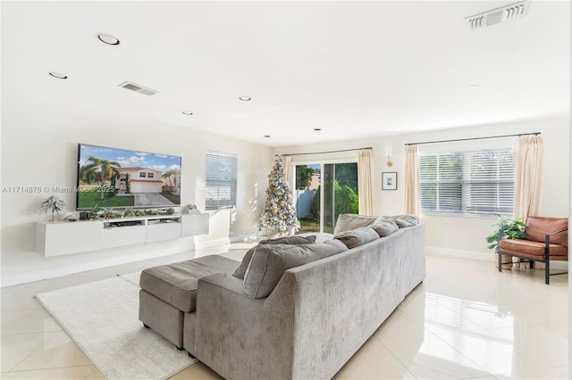 view of tiled living room