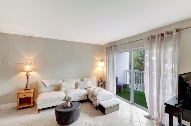 view of tiled living room