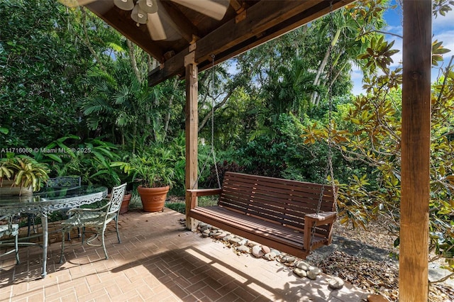 view of patio / terrace featuring ceiling fan