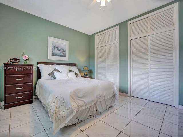 bedroom featuring ceiling fan