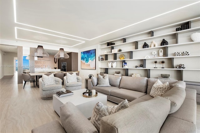 living room with light wood-type flooring