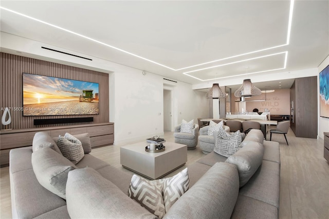 living room featuring light hardwood / wood-style flooring