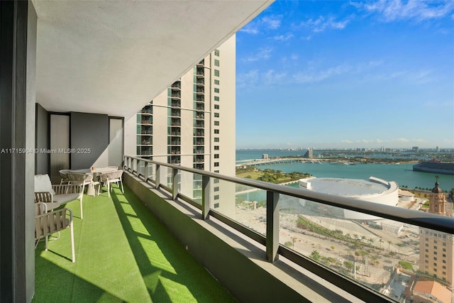 balcony with a water view