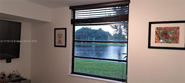 room details featuring a water view