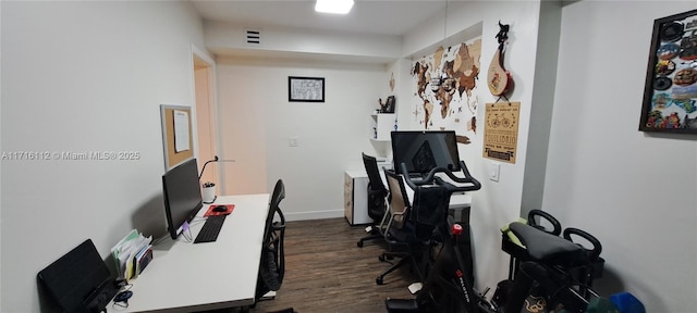 office area featuring dark hardwood / wood-style floors