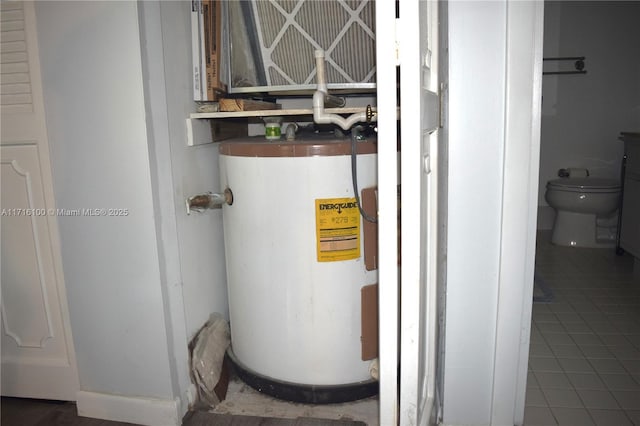 utility room with water heater