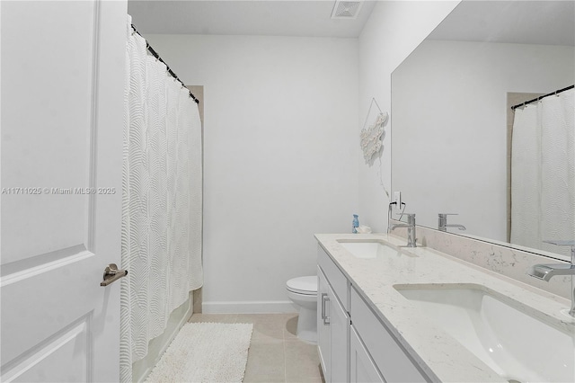 bathroom with tile patterned floors, vanity, and toilet