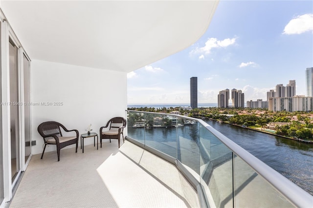 balcony with a water view