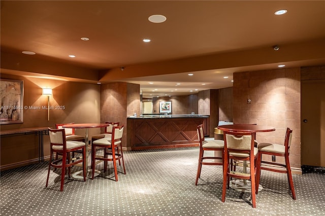 view of carpeted dining room