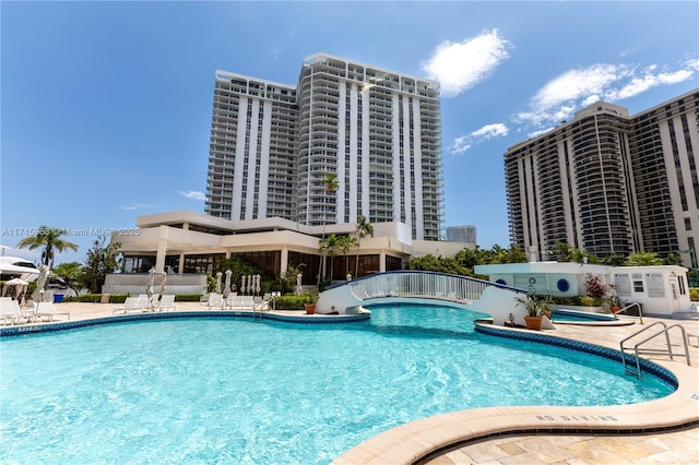 view of pool featuring a patio area