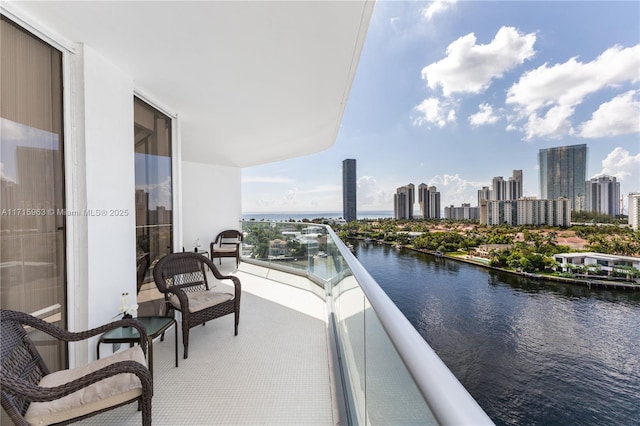 balcony with a water view