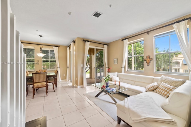 view of tiled living room