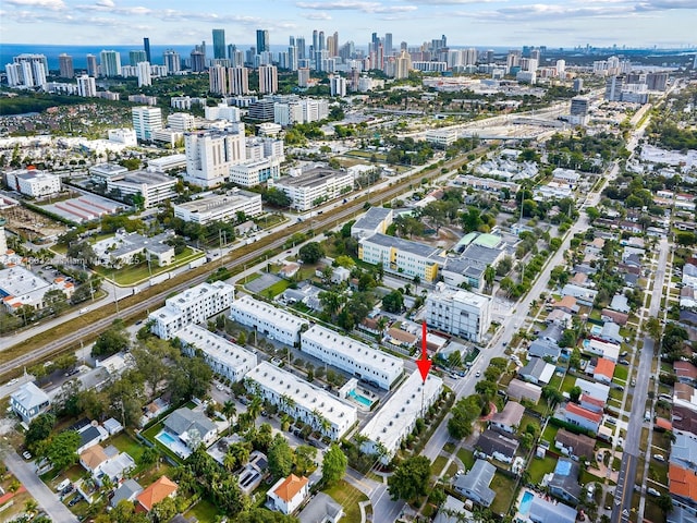 birds eye view of property featuring a view of city