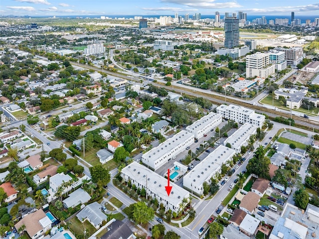 aerial view featuring a view of city