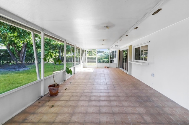 view of unfurnished sunroom