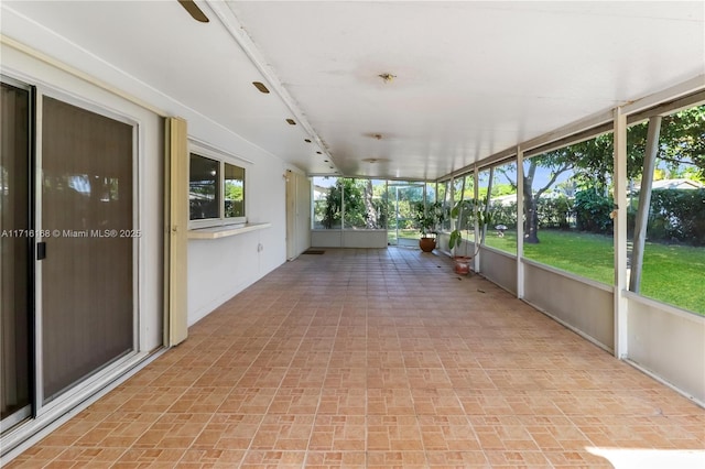 view of unfurnished sunroom