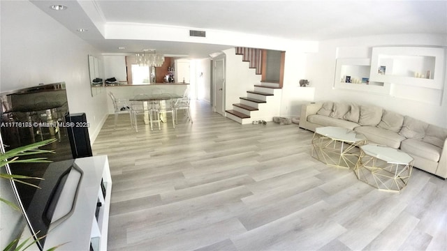 living room featuring light hardwood / wood-style flooring