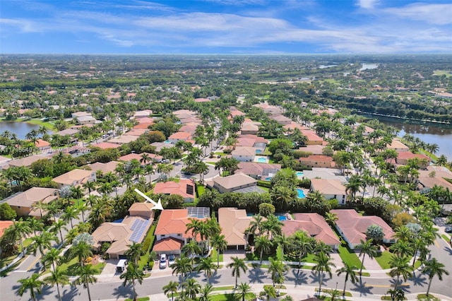 bird's eye view featuring a water view