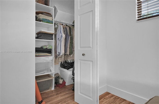 spacious closet featuring hardwood / wood-style flooring