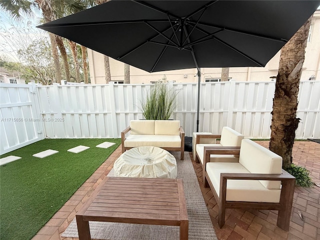 view of patio / terrace with an outdoor living space