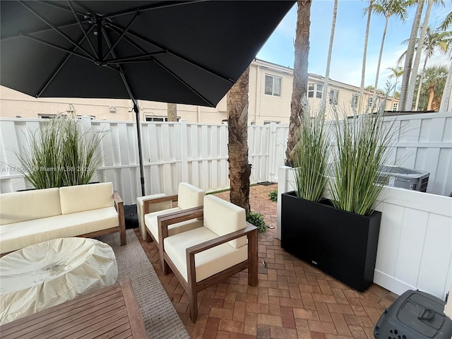 view of patio with an outdoor living space