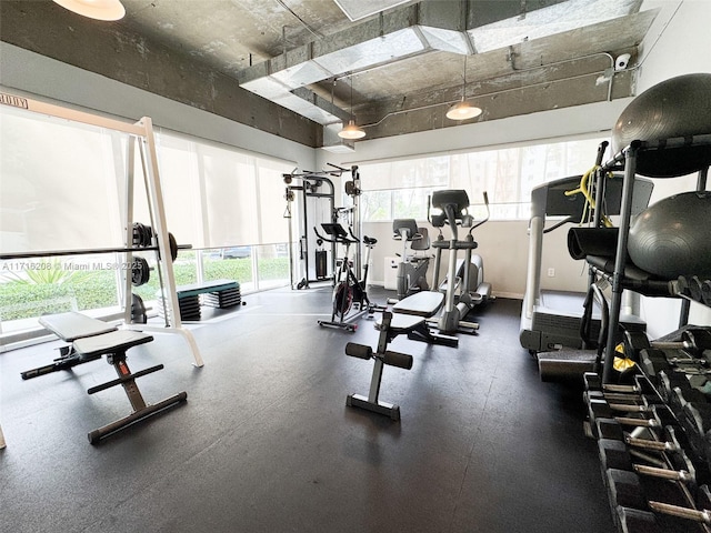 workout area with a healthy amount of sunlight