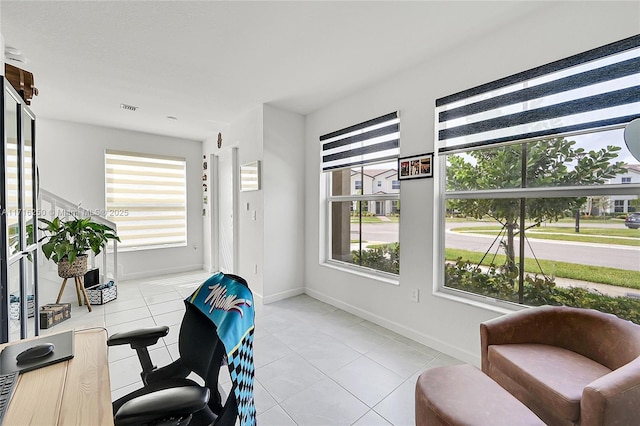 view of tiled home office