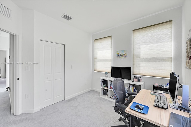 view of carpeted office