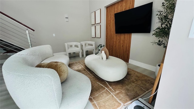 interior space with dark hardwood / wood-style flooring