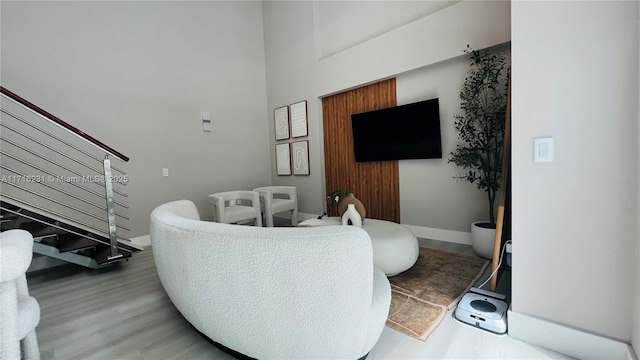 living room with hardwood / wood-style floors