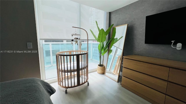 living area featuring a healthy amount of sunlight and light hardwood / wood-style floors