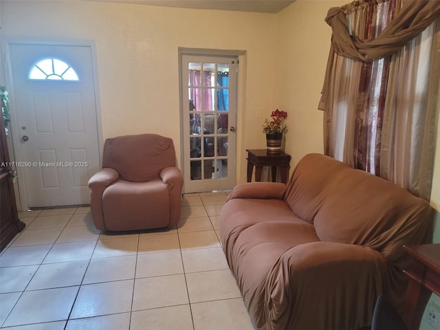 view of tiled living room