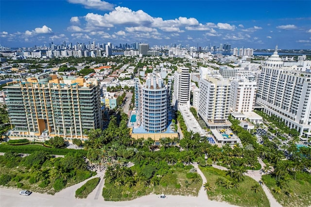 birds eye view of property featuring a city view