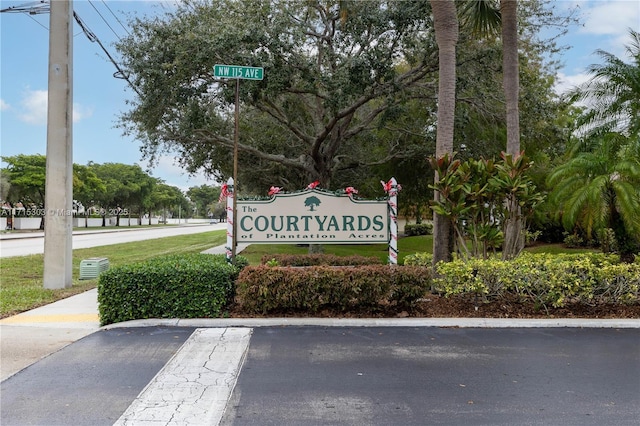 view of community sign