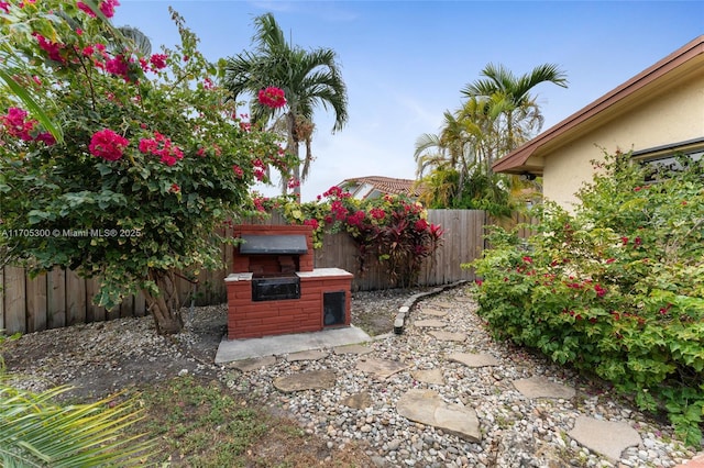 view of yard featuring area for grilling and a patio