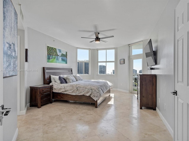 bedroom featuring ceiling fan