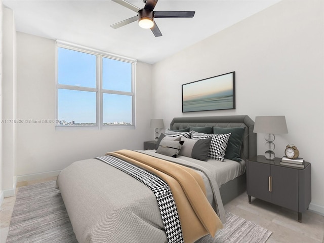 bedroom featuring ceiling fan