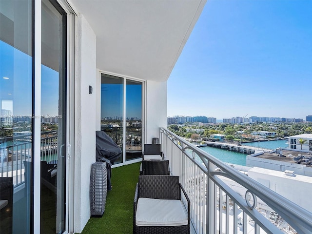 balcony with a water view