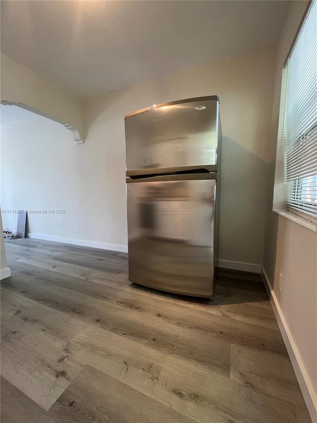 kitchen with hardwood / wood-style floors