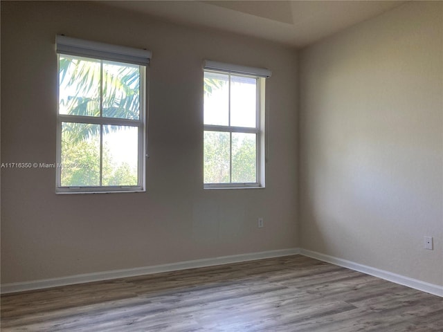 unfurnished room featuring light wood-type flooring