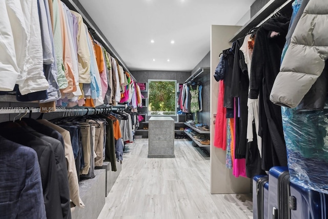 walk in closet featuring wood finished floors