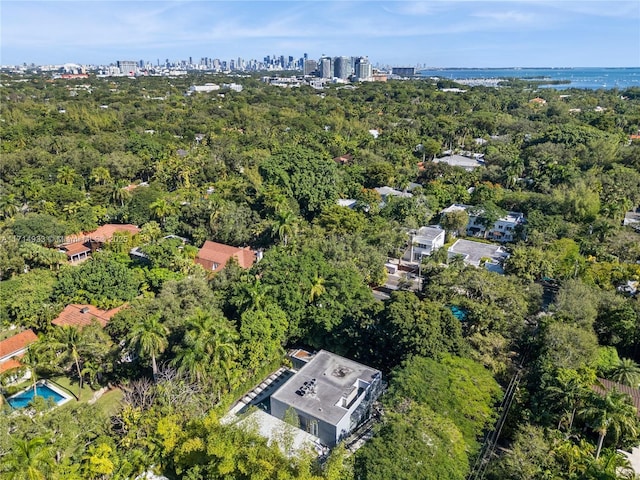 bird's eye view with a city view