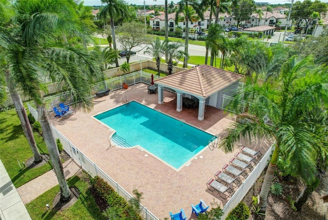 view of pool featuring a gazebo and a patio area