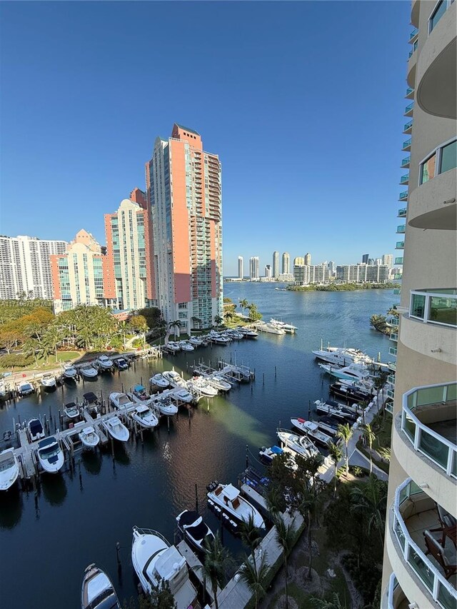 water view with a boat dock