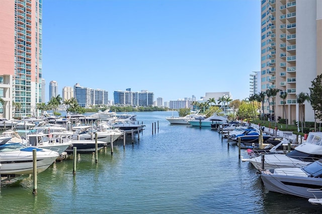 3340 NE 190th St Unit 1206, Aventura, FL 33180 - property view of water with a view of city and a boat dock