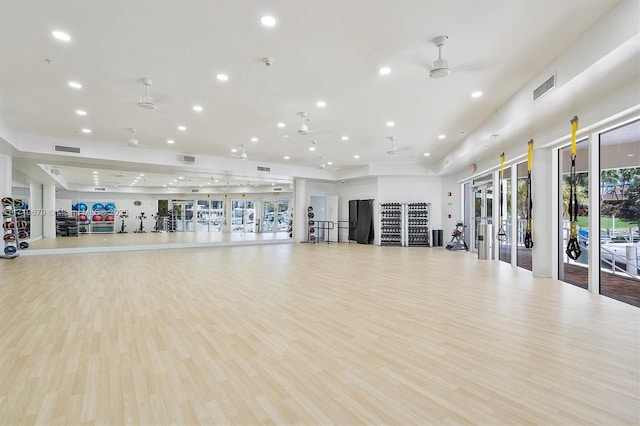 3340 NE 190th St Unit 1206, Aventura, FL 33180 - workout area with wood finished floors, recessed lighting, and visible vents