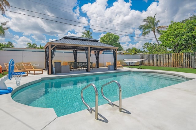 view of pool with a gazebo and a patio area