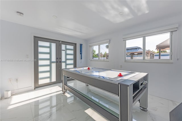 game room with french doors